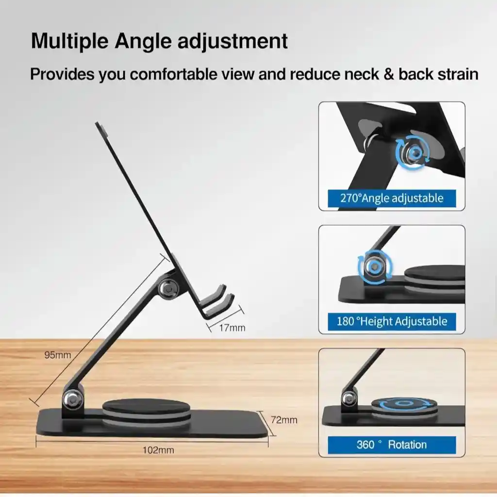 Soporte Celular Y Tablet Giro 360 En Acero