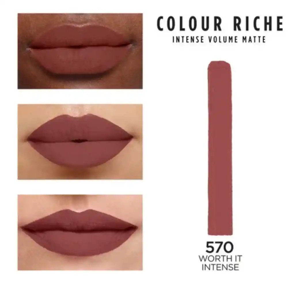 Labial L'oréal Paris Color Riche Intense Volume Matte 570 Worth It Intense