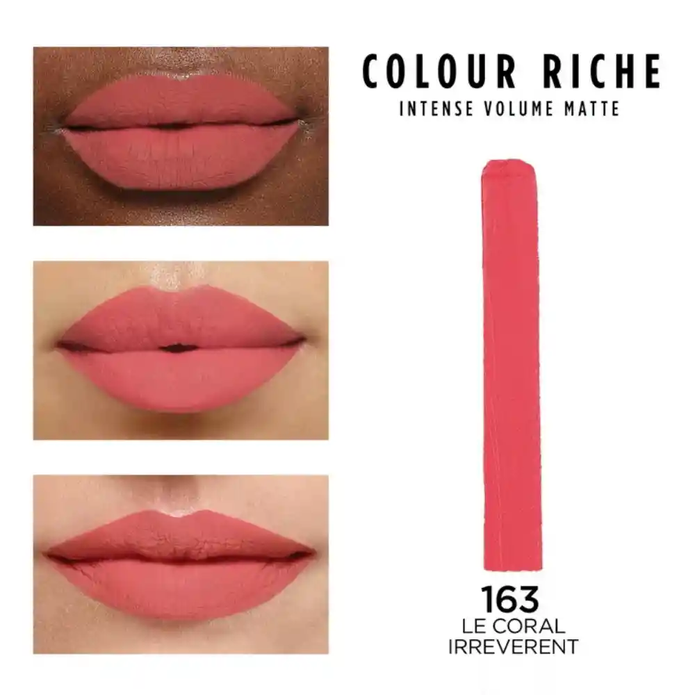 Labial L'oréal Paris Color Riche Intense Volume Matte 163 Le Coral Irreverent