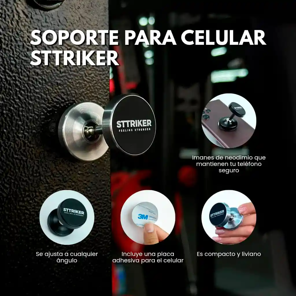 Soporte Celular Magnético Tripode Iman Gym 360° Negro