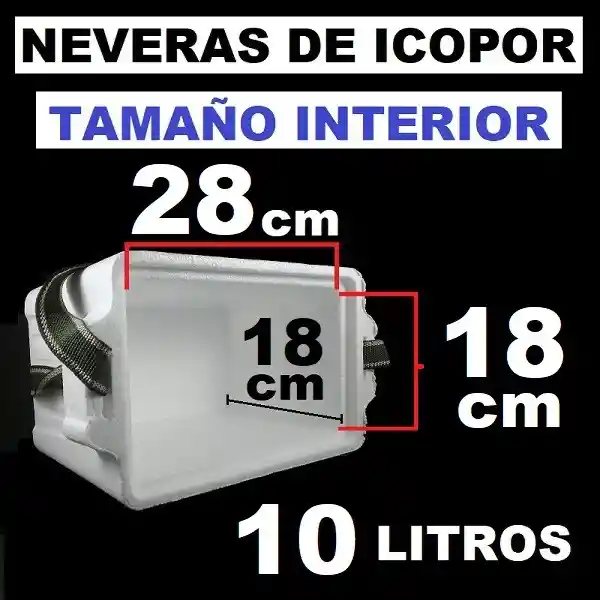 Nevera De Icopor 10 Litros Medidas 23cmx33cmx23cm
