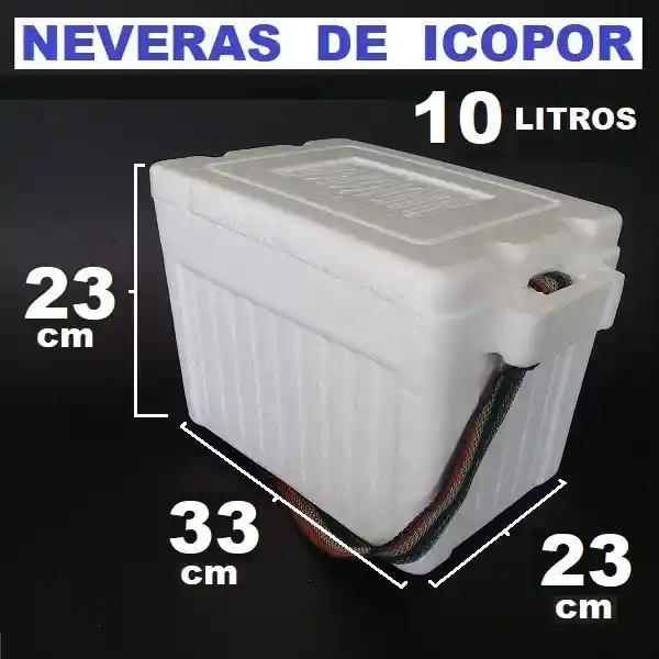 Nevera De Icopor 10 Litros Medidas 23cmx33cmx23cm