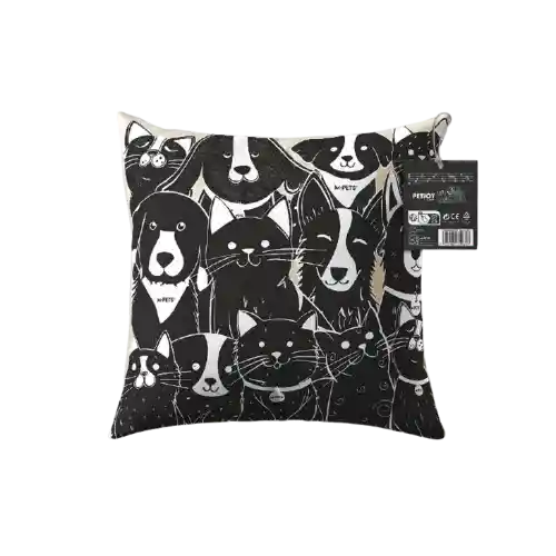 M-pets Cojín Petjoy Blanco Y Negro - 36 X 36