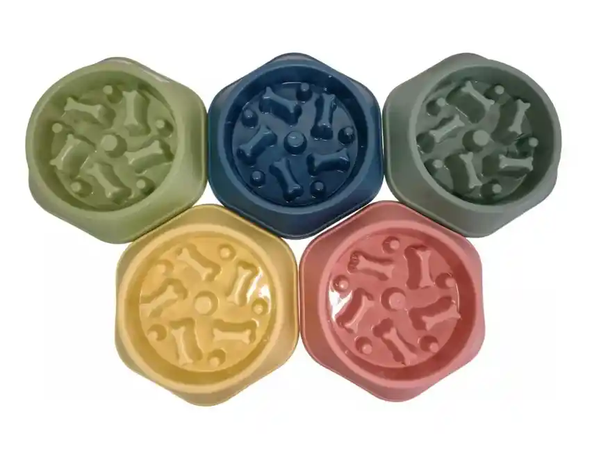 Plato Anti Reflujo Comedero Lento Antideslizante Mascotas