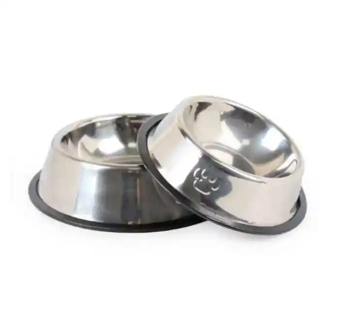 Plato En Acero Inoxidable Antideslizante Para Mascotas 15cm