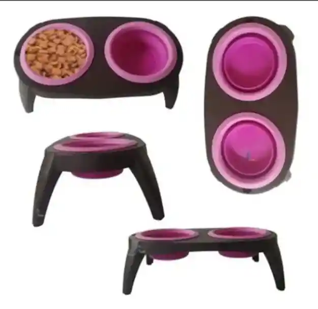 Comedero Elevado Para Mascotas Perros Y Gatos Color Azul, Rosado O Verde