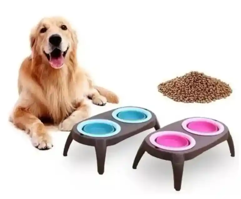 Comedero Elevado Para Mascotas Perros Y Gatos Color Azul, Rosado O Verde