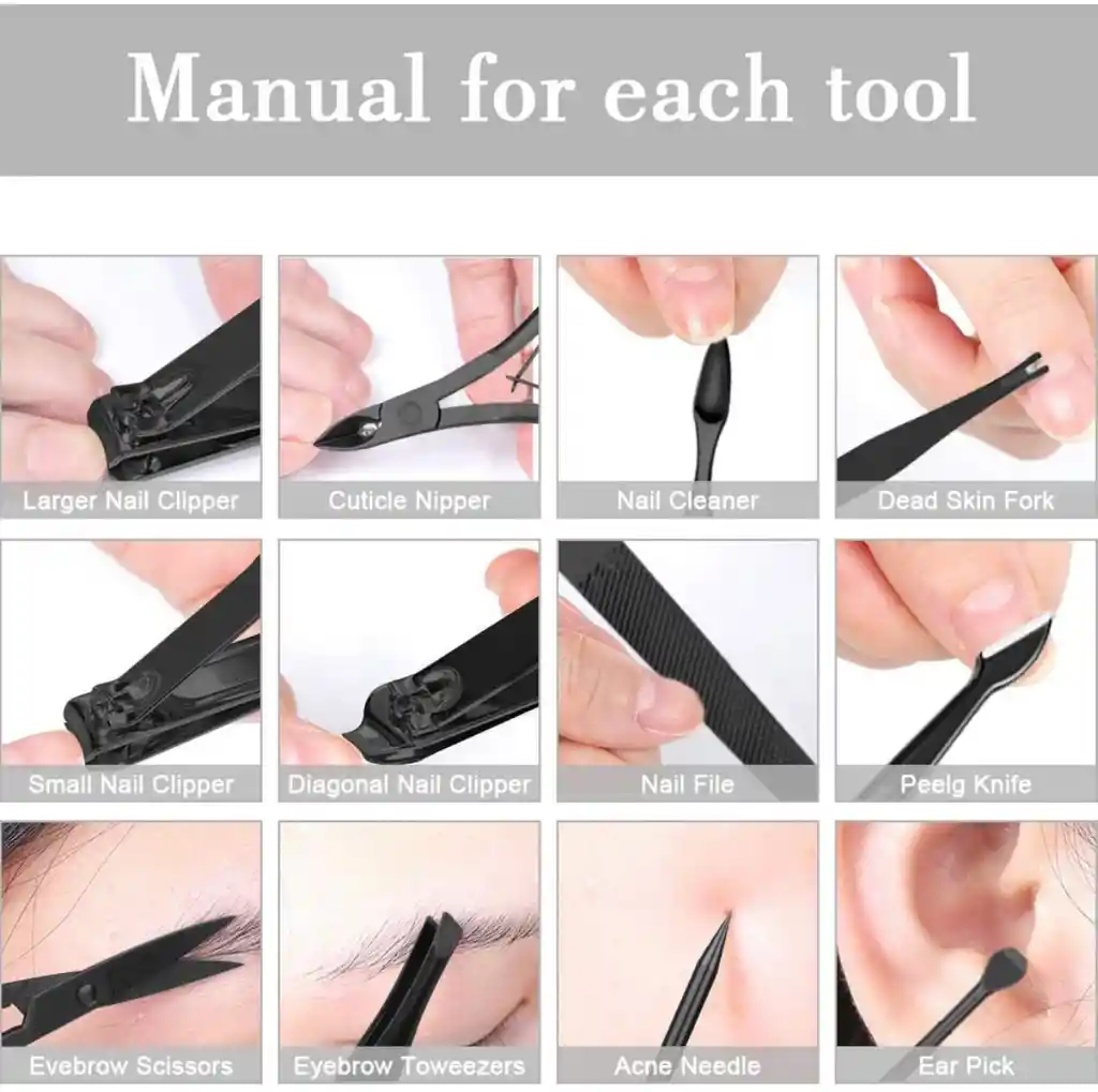 Kit Corta Unas Set Manicura Pedicura 12 Piezas