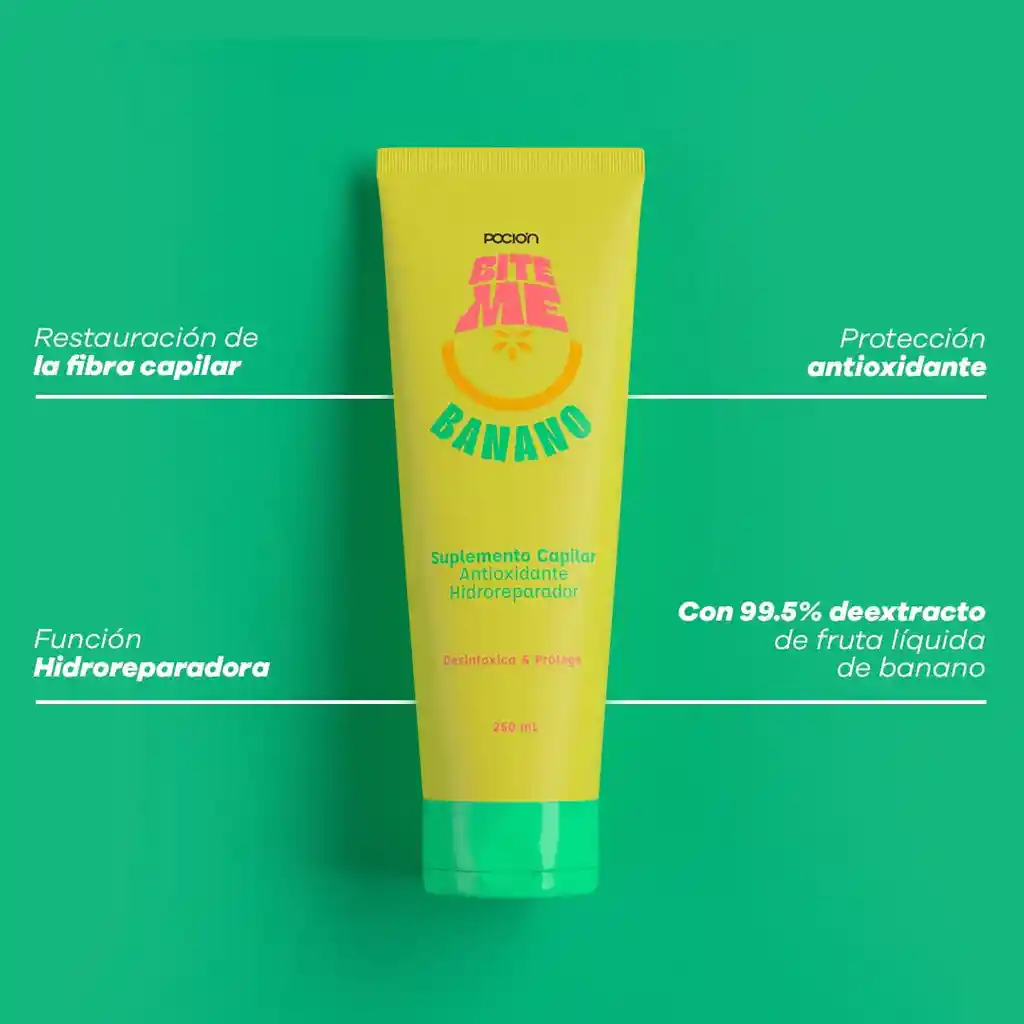 Poción Capilar Biteme Banano 250 Ml – Hidroreparación & Antioxidantes Naturales