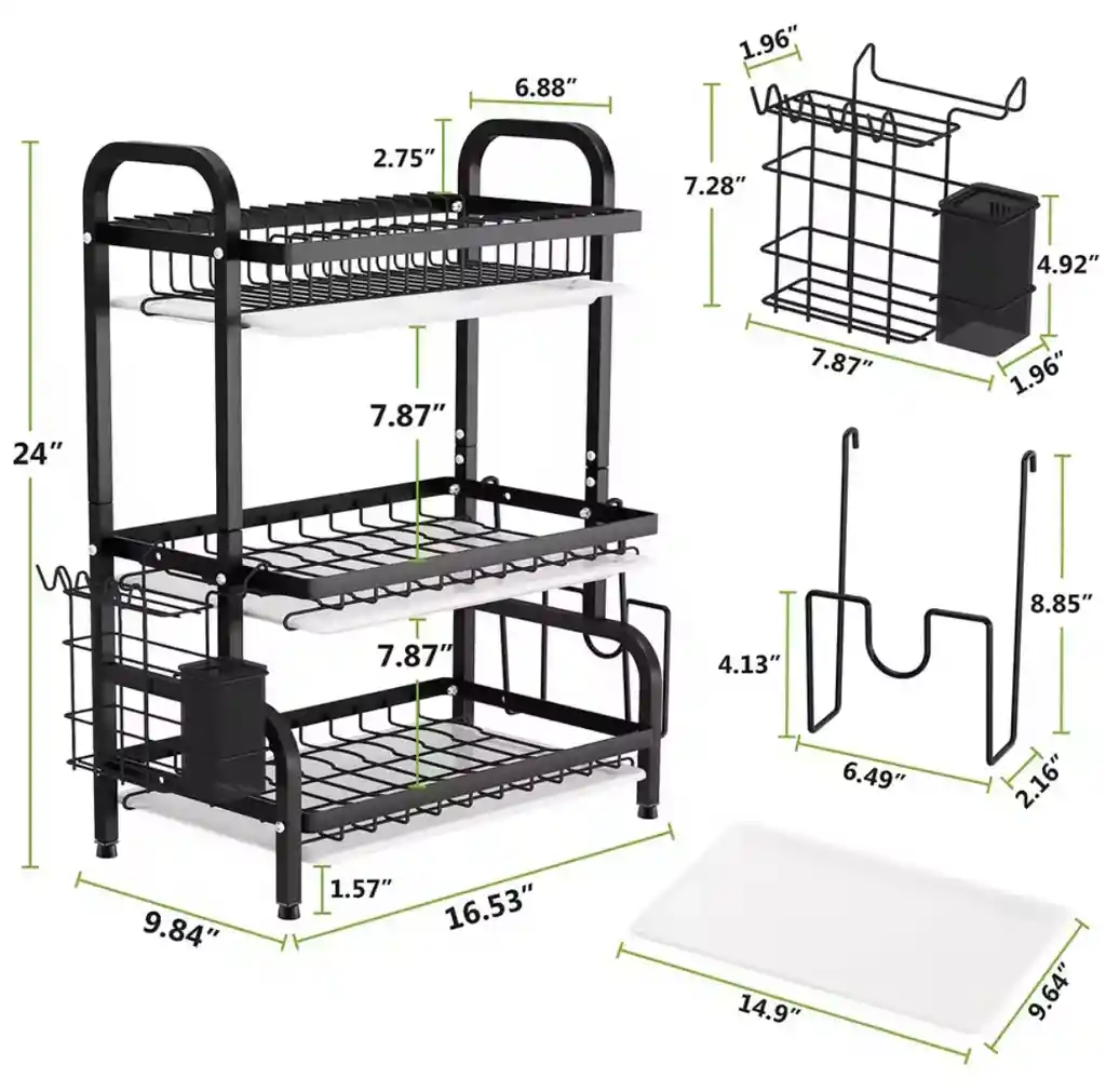 Organizador De Loza 3 Niveles Metalico Ultraresistente Negro