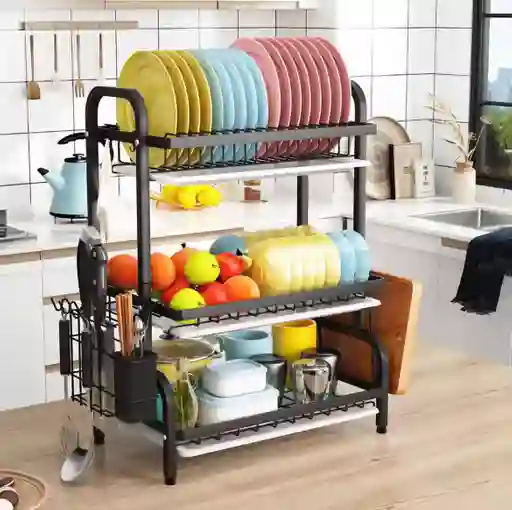 Organizador De Loza 3 Niveles Metalico Ultraresistente Negro