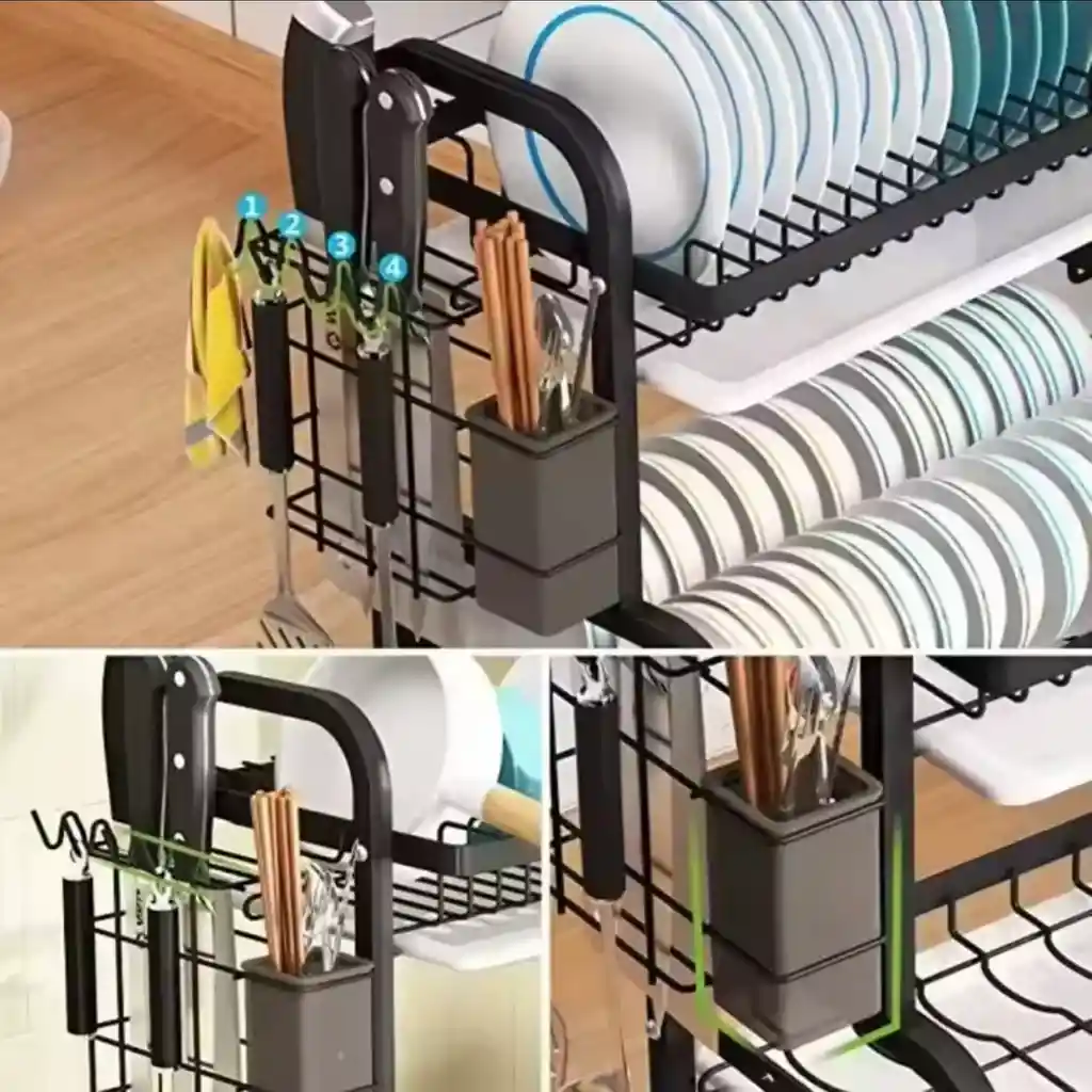 Organizador De Loza 3 Niveles Metalico Ultraresistente Negro