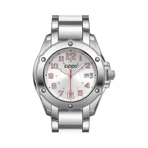 Reloj Zippo Deportivo Plateado Pulso En Acero