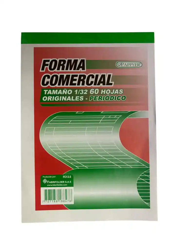 Facturera Forma Comercial Tamaño 1/32 60 Hojas De Periódico