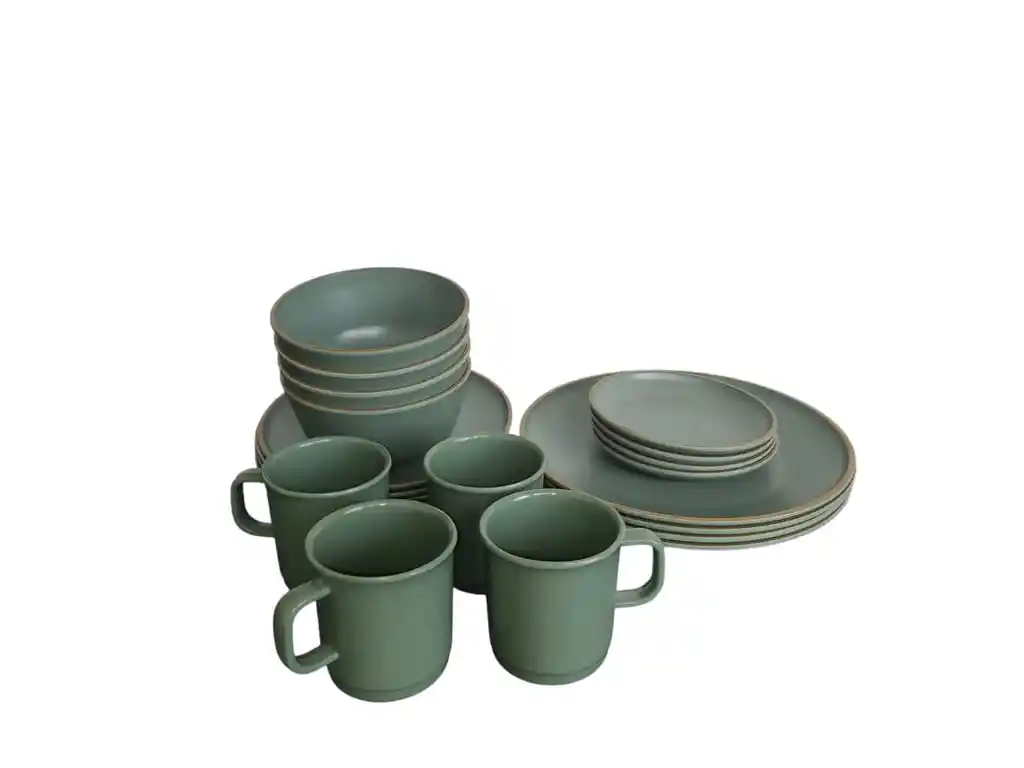 Vajilla Luxury En Melamina Color Verde 20 Pzs
