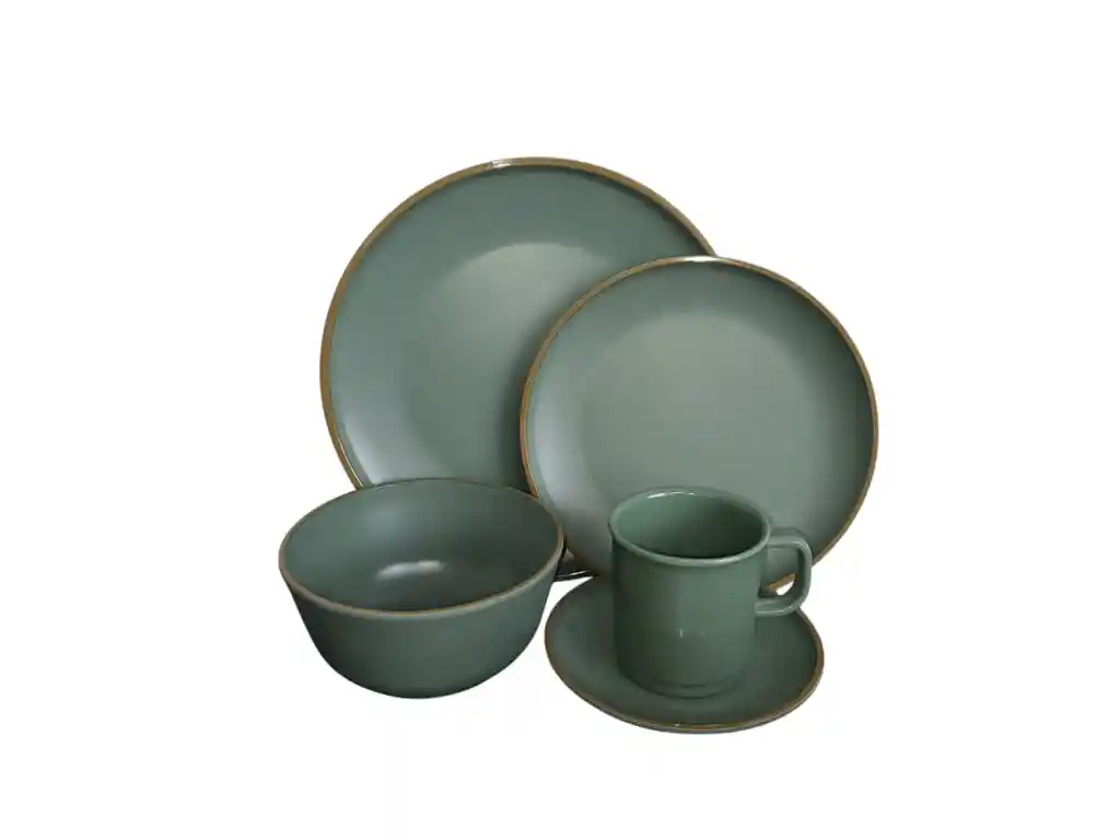 Vajilla Luxury En Melamina Color Verde 20 Pzs
