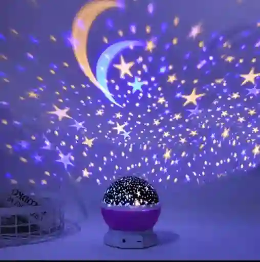 Lampara Rotatoria Proyector Cielo Estrellas Noche Dormir Luz Morada
