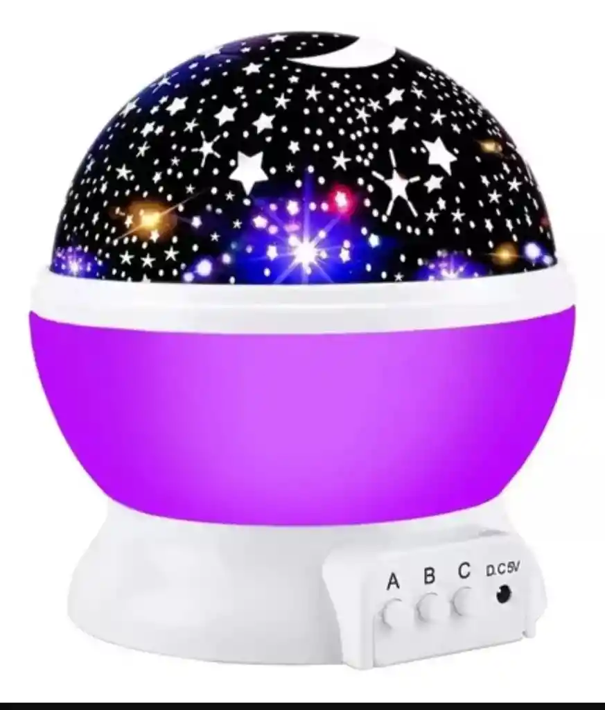 Lampara Rotatoria Proyector Cielo Estrellas Noche Dormir Luz Morada