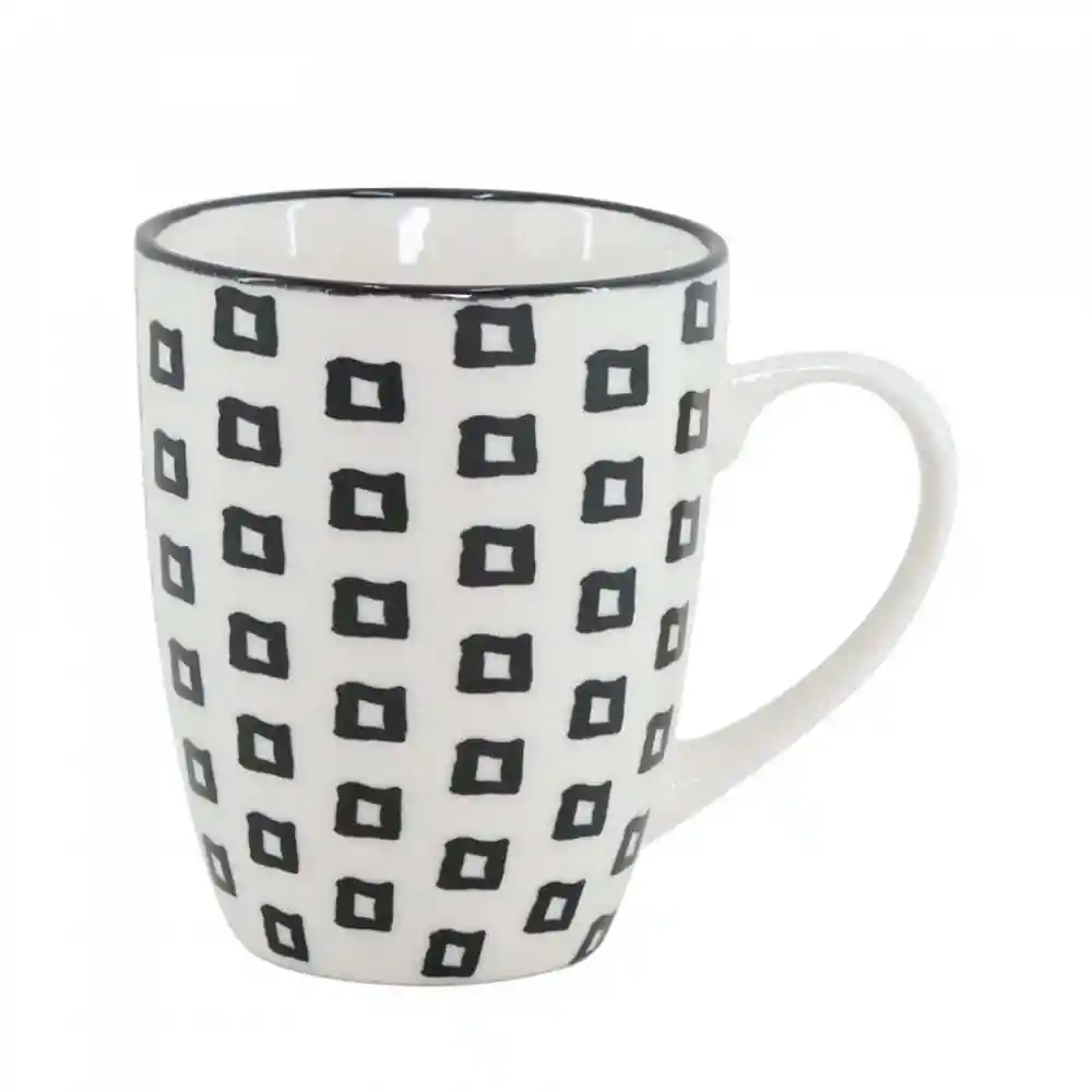 Mug Taza Expressions Blanco Negro 320 Ml Porcelana