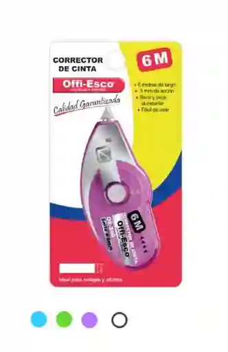 Corrector De Cinta Offi-esco 6 M Ideal Para Colegio Y Oficina
