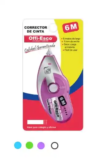 Corrector De Cinta Offi-esco 6 M Ideal Para Colegio Y Oficina