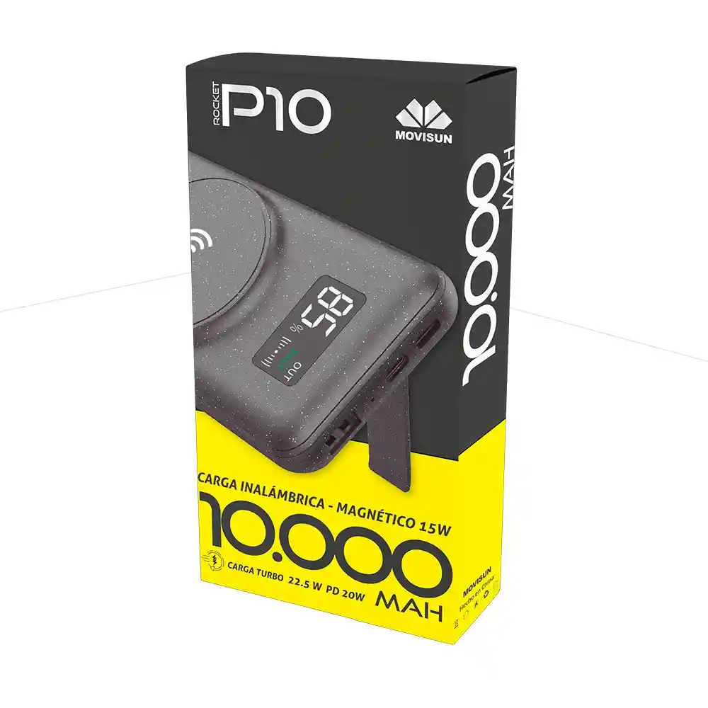 Power Bank Rocket P10 Movisun Kts + Carga Inalambrica