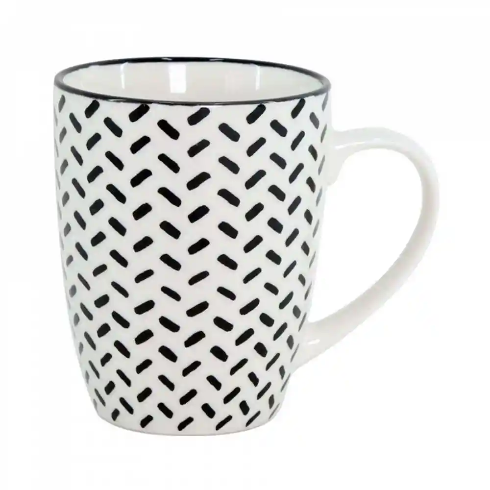 Mug Taza Expressions Blanco Negro 320 Ml Porcelana