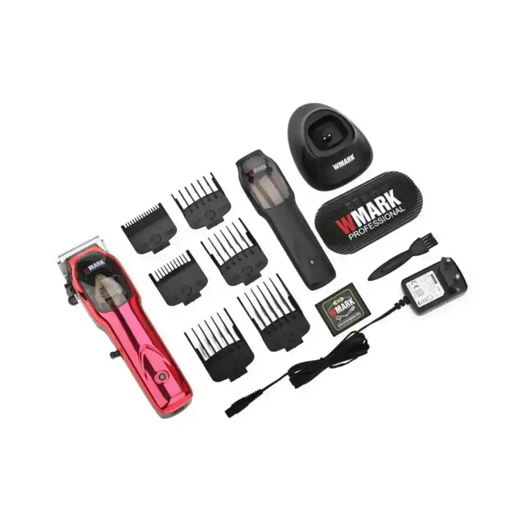 Kit Maquina Peluquera Profesional Wmark Ng-9002rojo