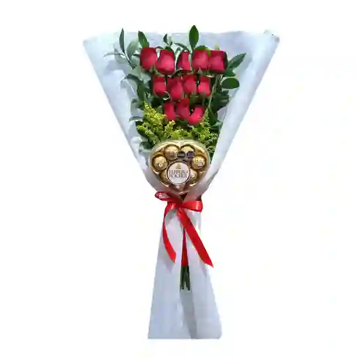 Ramo De Rosas Rojas Con Chocolates