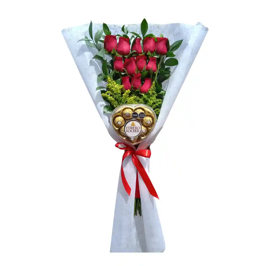 Ramo De Rosas Rojas Con Chocolates