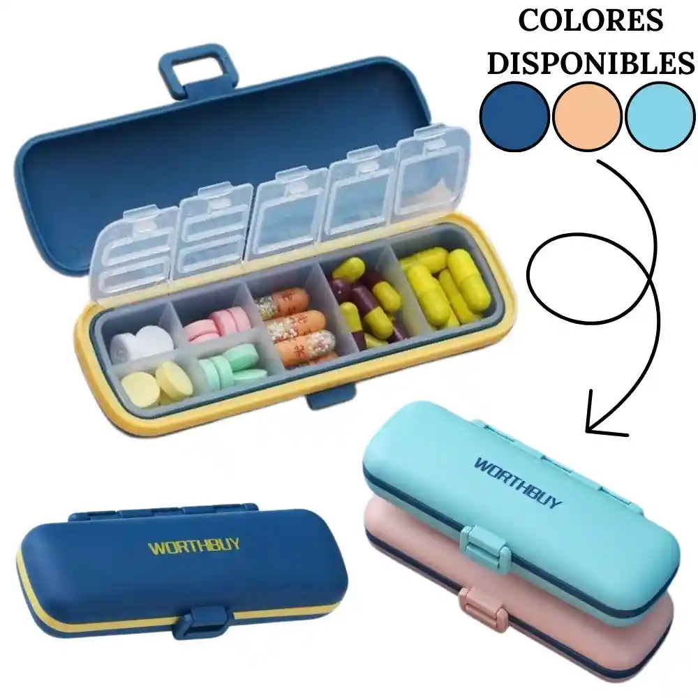 Organizador De Pastillas Estuche Pastillero Semanal 7 Compartimientos