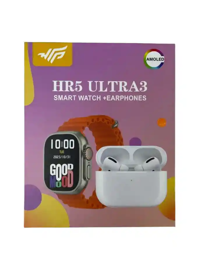 Combo Hr5 Ultra 3 Reloj Inteligente + Audífonos Inalámbricos