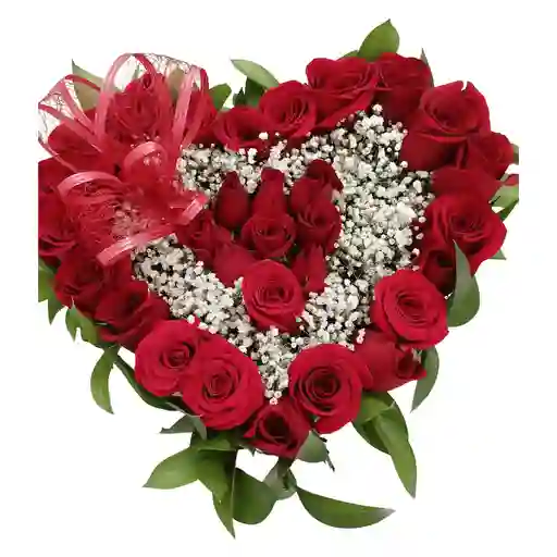 Corazón De Rosas Con Gipsofilia