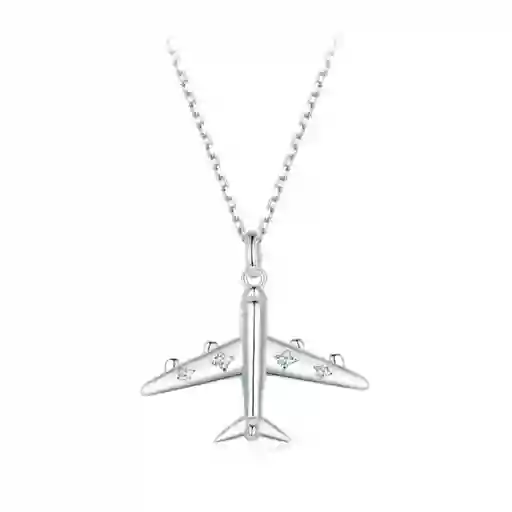 Collar Dije Avión Para Hombre O Mujer Fabricado En Plata 925