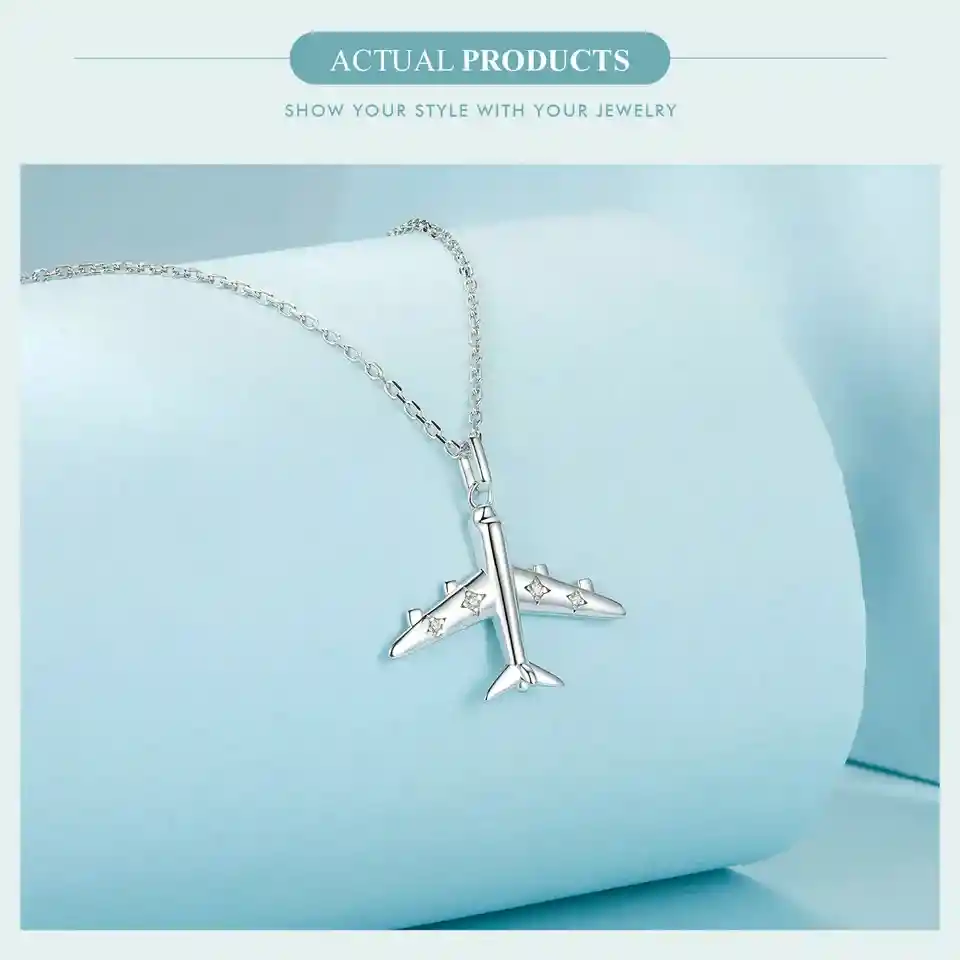 Collar Dije Avión Para Hombre O Mujer Fabricado En Plata 925