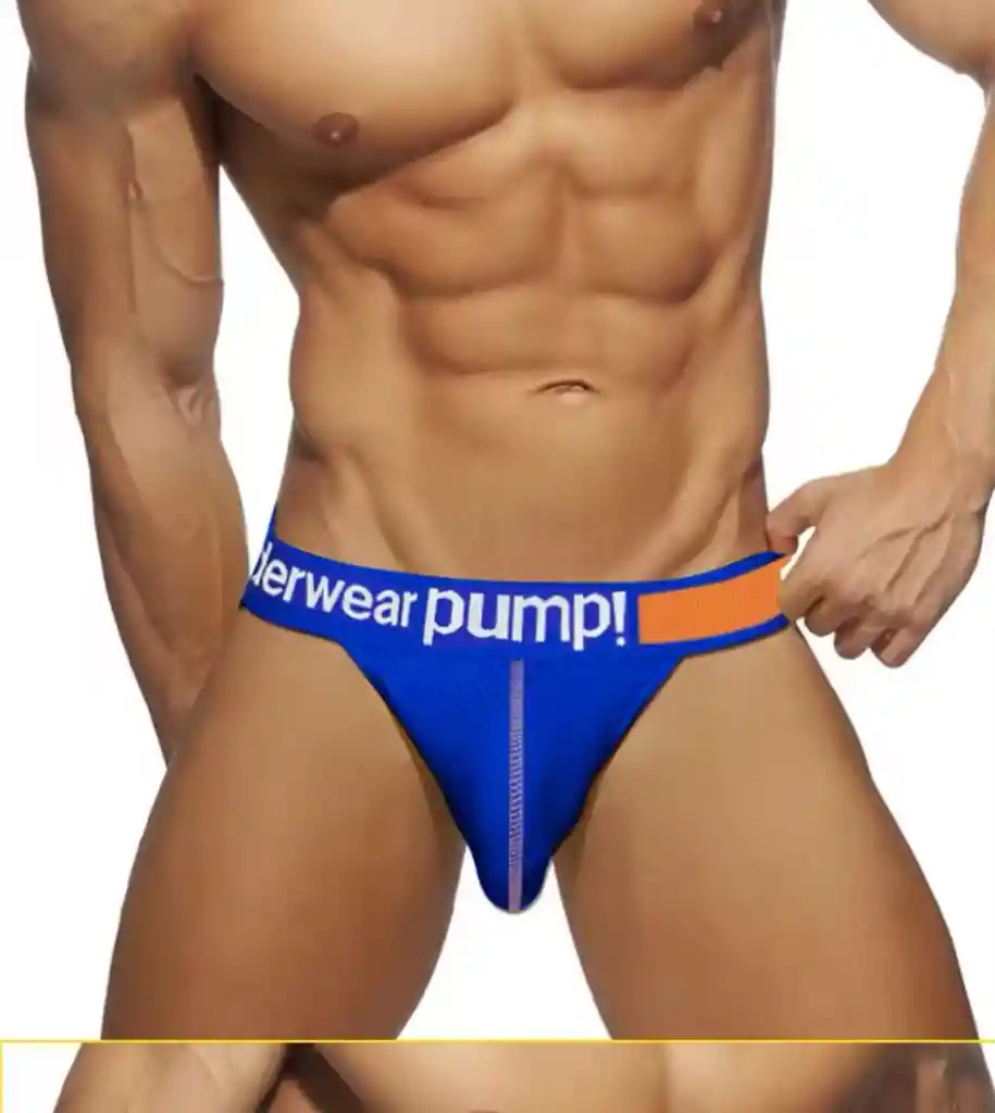 Blue Suspensorio Jockstrap Underwear Pump! Lencería Gay Masculina Sexy, Ropa Íntima Deportiva Hombre Azul