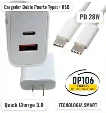 Cargador Tipo C - Usb Carga Rapida Doble Entrada