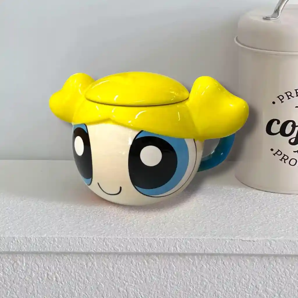 Mug Pocillo Chicas Superpoderosas Con Tapa Burbuja
