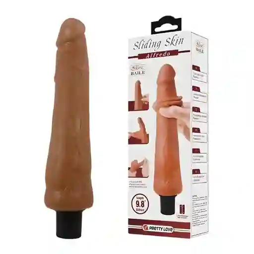Vibrador Realista Alfredo 25 Cm Sliding Skin Chocolate