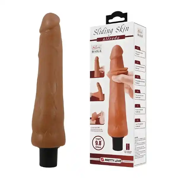 Vibrador Realista Alfredo 25 Cm Sliding Skin Chocolate