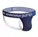 Suspensorio Jockstrap Underwear Pump! Lencería Gay Masculina Sexy, Ropa Íntima Deportiva hombre Azul Oscuro Con Detalles Blanco