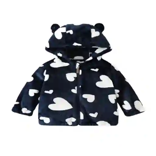 Chaqueta Azul Oscuro Con Corazones Talla 9-12 Meses