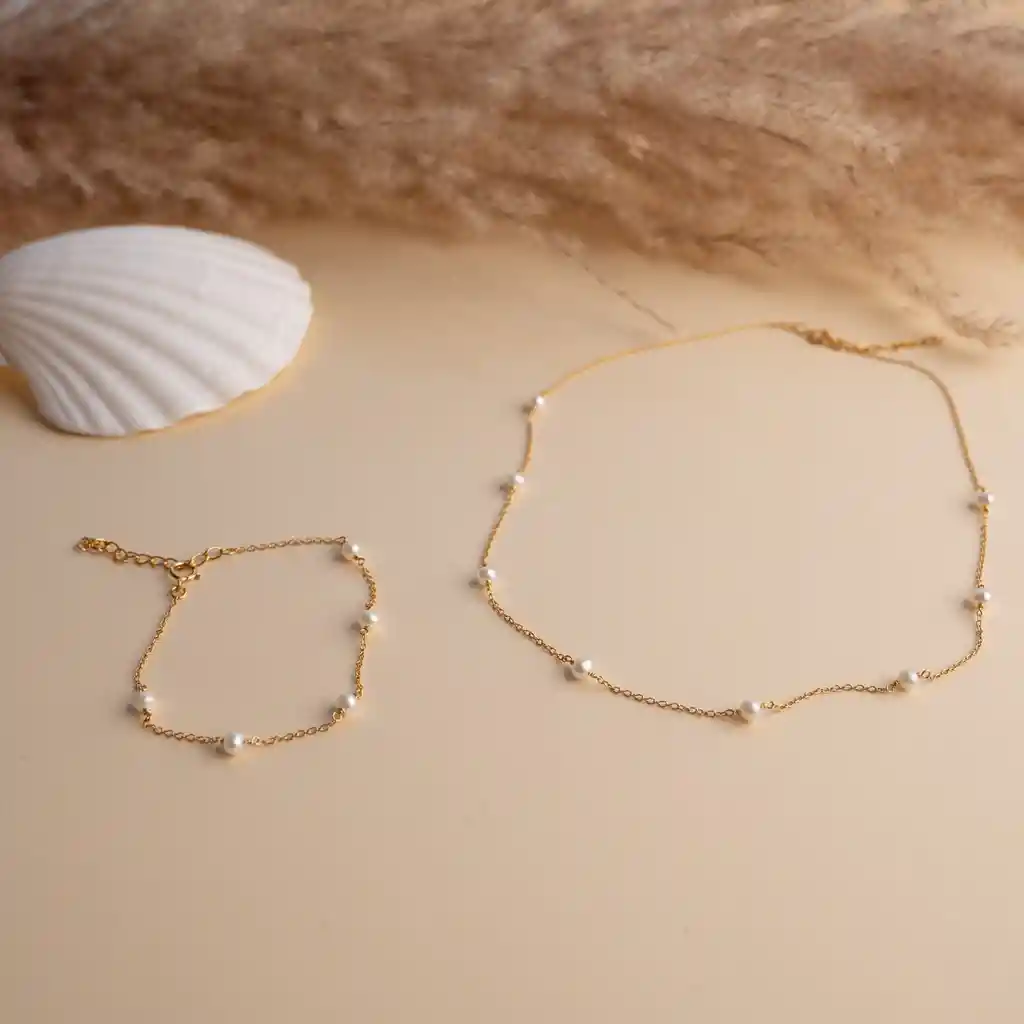 Collar Encanto De Perlas + Pulsera