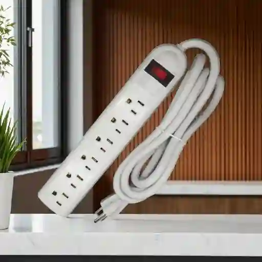 Regleta Eléctrica 6 Tomas Con Cable De 3 m