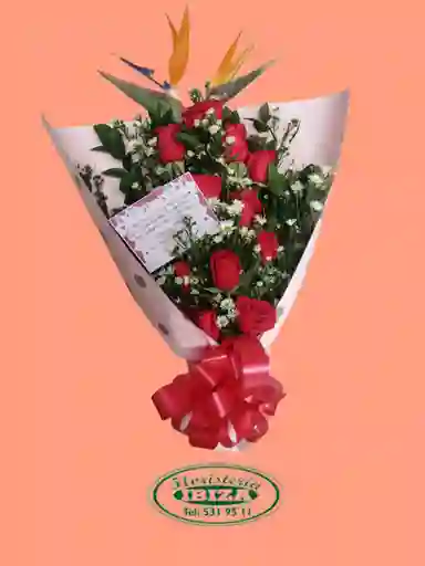 Bouquet Alargado Rosa Roja