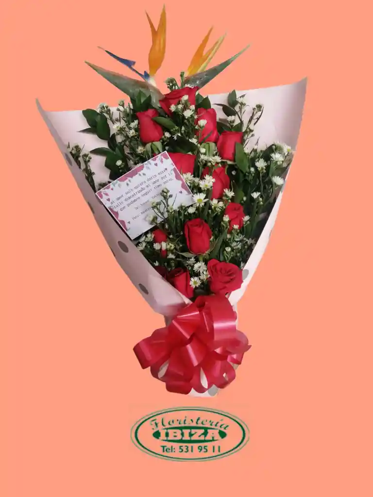 Bouquet Alargado Rosa Roja