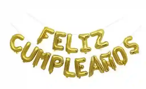 Globos Letrero Metalizado Feliz Cumpleaños 18` Dorado