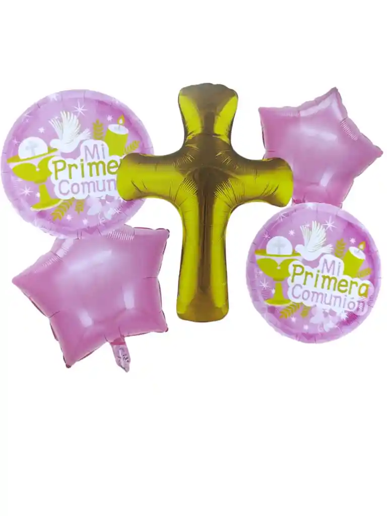 Globos Metalizados Mi Primera Comunion Decoracion Fiesta Niña
