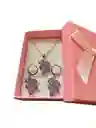 Collar Y Aretes Morado Plata Ley 925 Circonitas En Caja