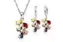 Collar Y Aretes Multicolor Plata Ley 925 Circonitas En Caja
